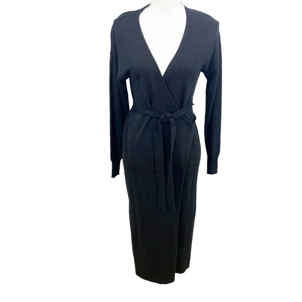 Lovers + Friends Azita Metallic Sparkle Knit Wrap Dress Sz S